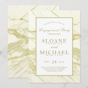 Invitation Or de marbre de Calacatta Elegant Engagement Par