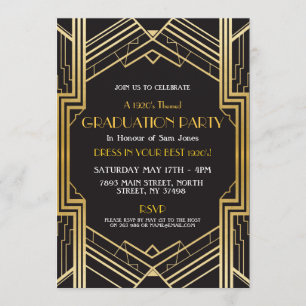 Invitation or de partie de Gatsby d'invitation d'obtention du