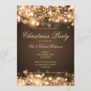 Invitation Or de scintillement de lumières de fête de Noël