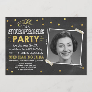 Invitation Or de tableau d'invitation d'anniversaire de