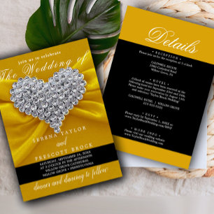 Invitation Or diamant Élégante calligraphie Beau Mariage