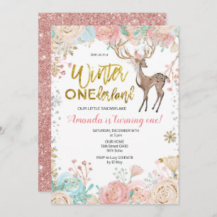 Invitation Or d'invitation d'anniversaire de neige