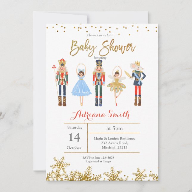 Invitation Or d'invitation de baby shower de casse-noix (Devant)