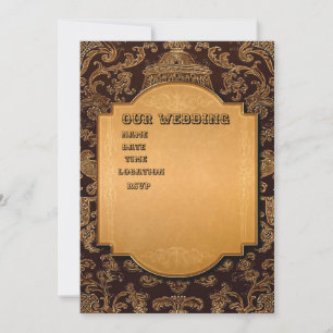 Invitation Or élégant et cadre Vintage Brown