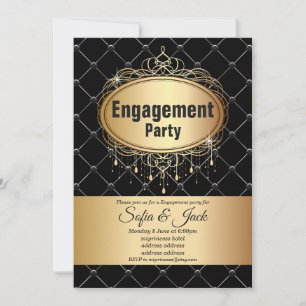 Invitation or, élégant, parties scintillant, Partie d'engagem