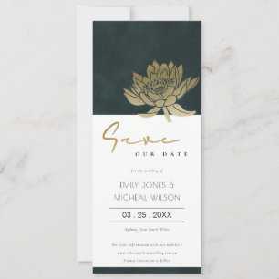 INVITATION OR EMERALD VERT LOTUS FLORAL SAVE DATE INVI