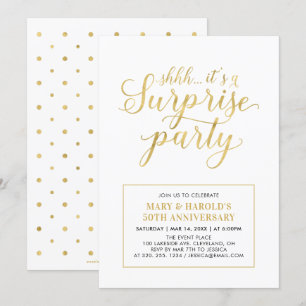 Invitation Or et blanc   50e anniversaire du Mariage surprise