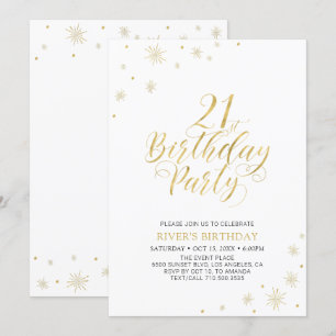 Invitation Or et blanc   Modern Chic 21e fête d'anniversaire