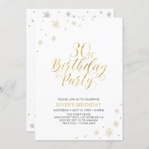 Invitation Or et blanc   Modern Chic 30th Birthday Party