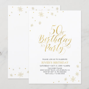 Invitation Or et blanc   Modern Chic 50th Birthday Party