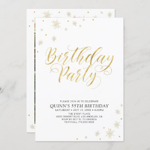 Invitation Or et blanc   Modern Chic 55e fête d'anniversaire