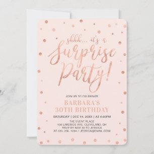 Invitation Or et blanc rose   Surprise Fête d'anniversaire de