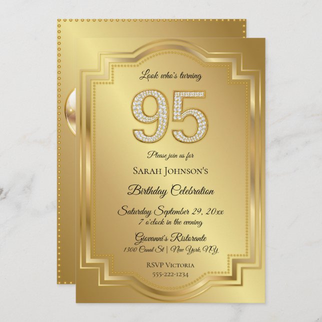 Invitation Or et diamants 95e anniversaire (Devant / Derrière)