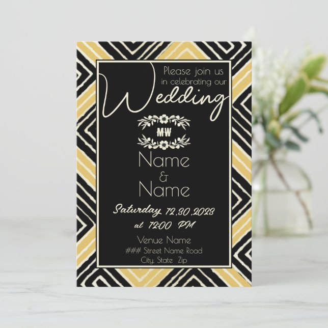 Invitation Or et Mariage noir tribal africain (Debout devant)