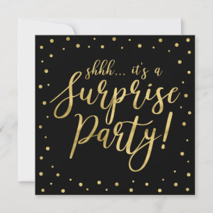 Invitation Or et Noir 50e anniversaire de mariage surprise