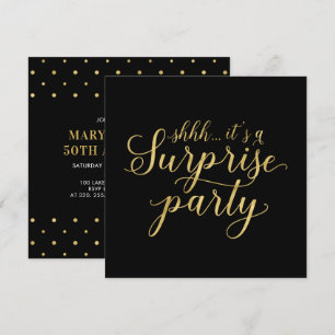 Invitation Or et noir   50e anniversaire du Mariage surprise