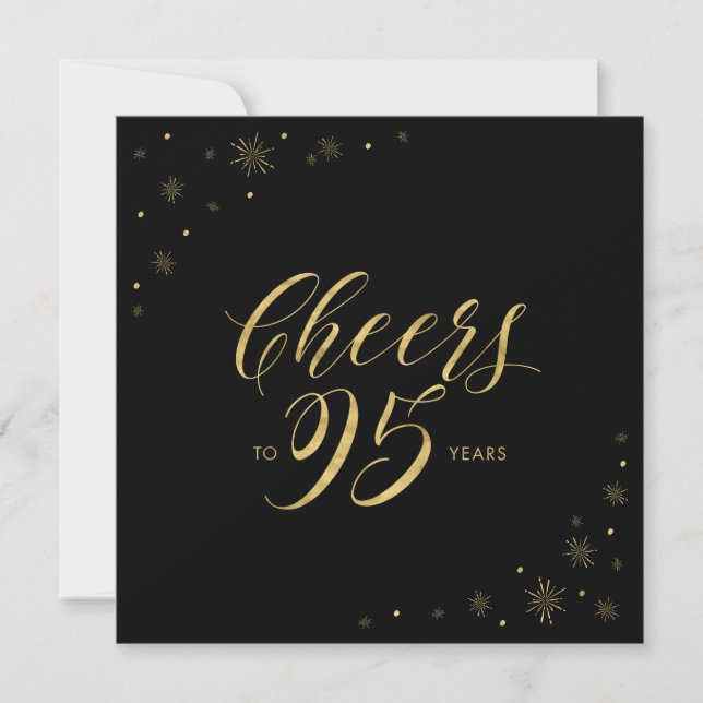 Invitation Or et noir | Fête du 95e anniversaire (Devant)