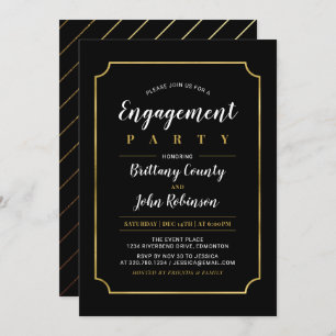 Invitation Or et noir   Groupe d'engagement Mariage classique