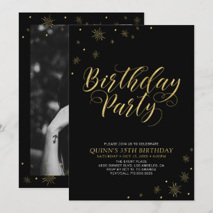 Invitation Or et noir   Modern Chic 35e fête d'anniversaire