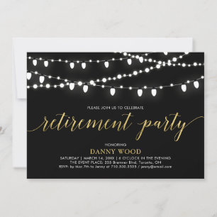 Invitation Or et noir   Parti de retraite moderne chic