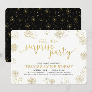 Invitation Or   Fête d'anniversaire de 50 ans moderne et élég