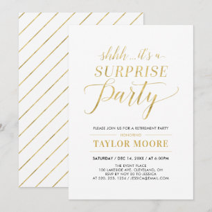 Invitation Or Fête de retraite surprise simple moderne