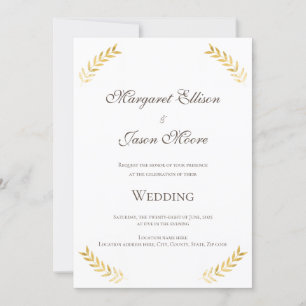 Invitation Or Feuille or élégant et Mariage Brown