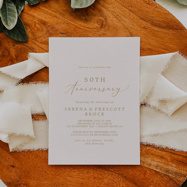 Invitation Or fin et crème 50e anniversaire de mariage (Créateur téléchargé)