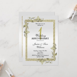 Invitation Or Gemme, Paillettes & Platine 1ers Mariage