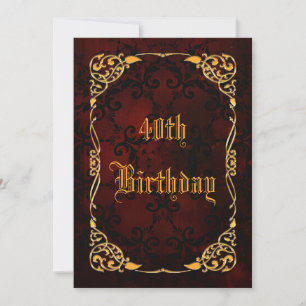Invitation Or gothique encadré 40e anniversaire