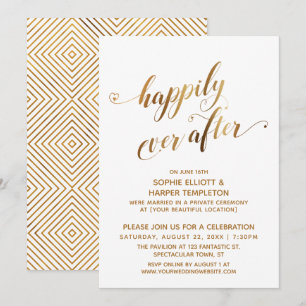 Invitation Or Heureux Jamais après la fête du Mariage de post