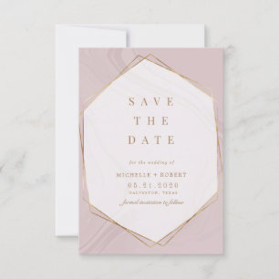 Invitation or marbre géométrique Photo Enregistrer la date In