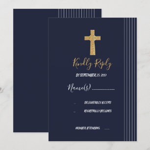 Invitation OR marine bleu élégant typographie RSVP