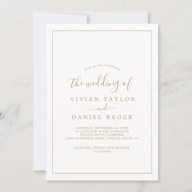 Invitation Or Minimaliste Le Mariage De (Devant)