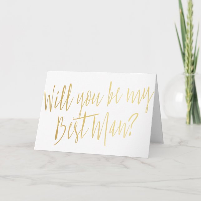 Invitation Or moderne "Serez-vous mon meilleur homme ? (Devant)