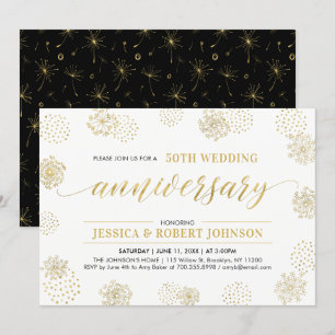 Invitation Or & Noir 50e anniversaire de mariage élégant