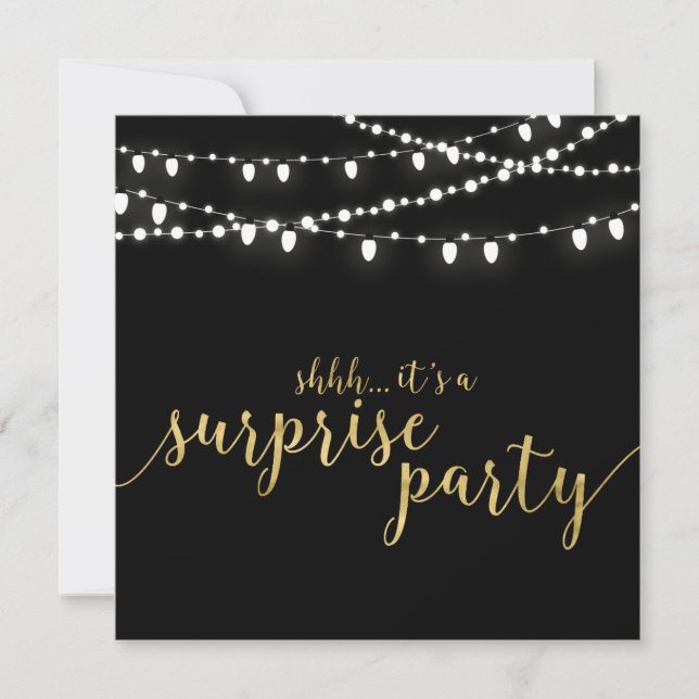Invitation Or & Noir | 50e anniversaire de mariage surprise (Devant)