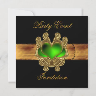 Invitation Or Noir ceinture de bijou de coeur vert