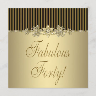 Invitation Or Noir Fête élégante des 40 ans d'une femme