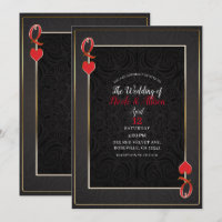 Or Noir & Reine de Coeur Rouge Mariage Élégant