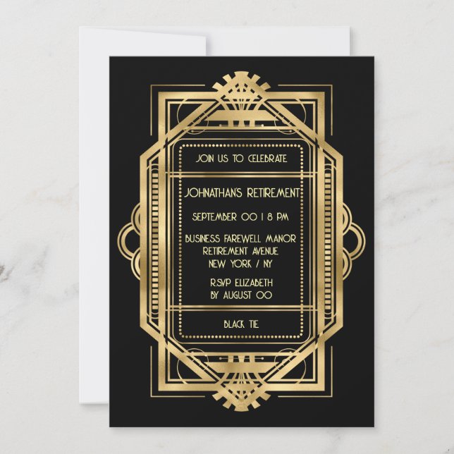 Invitation Or noir retraite do-it-yourself photo entreprise a (Devant)