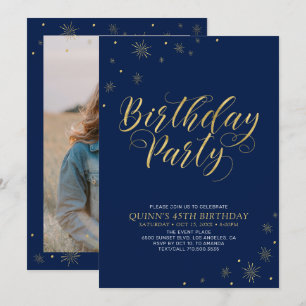 Invitation Or & Noir   Soirée d'anniversaire chic et moderne 