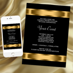 Invitation Or Noir Soirée d'entreprise noire Or