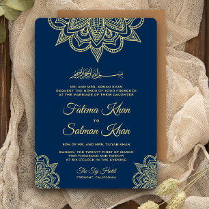 Invitation Or Nuit Bleu Henné Mehndi Mariage Islamique