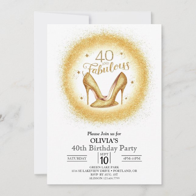 Invitation Or numérique personnalisé moderne 40e anniversaire (Devant)