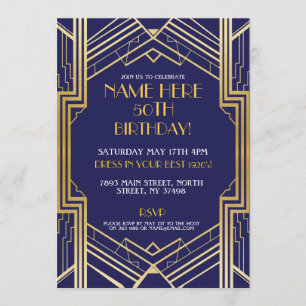 Invitation Or Pary de Gatsby d'invitation d'anniversaire des