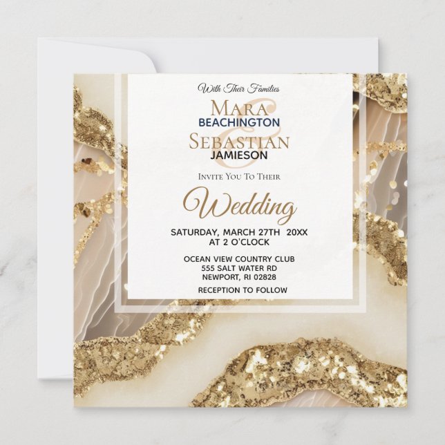 Invitation *~*OR QR IVORY OR Agate RSVP AR66 Mariage (Devant)