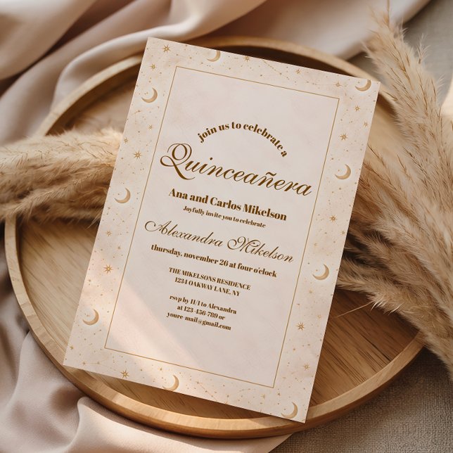 Invitation Or Quinceañera Lune Céleste (Créateur téléchargé)