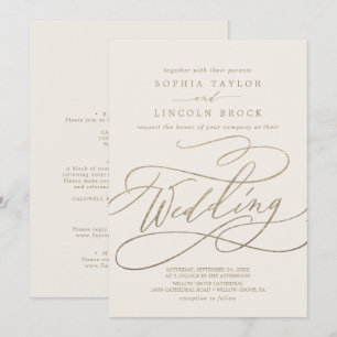 Invitation Or romantique   Détails ivoire sur le Mariage arri