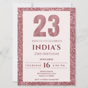 Invitation or rose 23e anniversaire